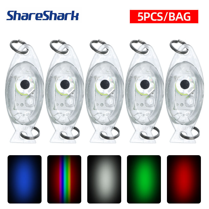 Fishing Boat Navigation Light - ShareShark 5個入り 深海釣りライト 防水 発光誘引LED水中トラップフィッシュランプ 夜釣り用
