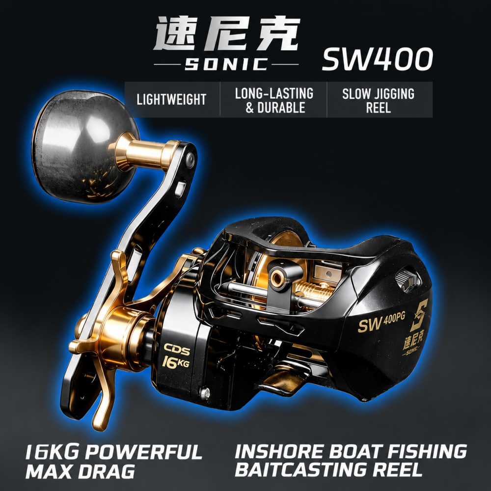 Fishing Boat Anchor - 海水ジギングベイトキャスティングリール 16kgドラグ クリックサウンド 6.3:1 6+1BB カーボンファイバーディープスプール
