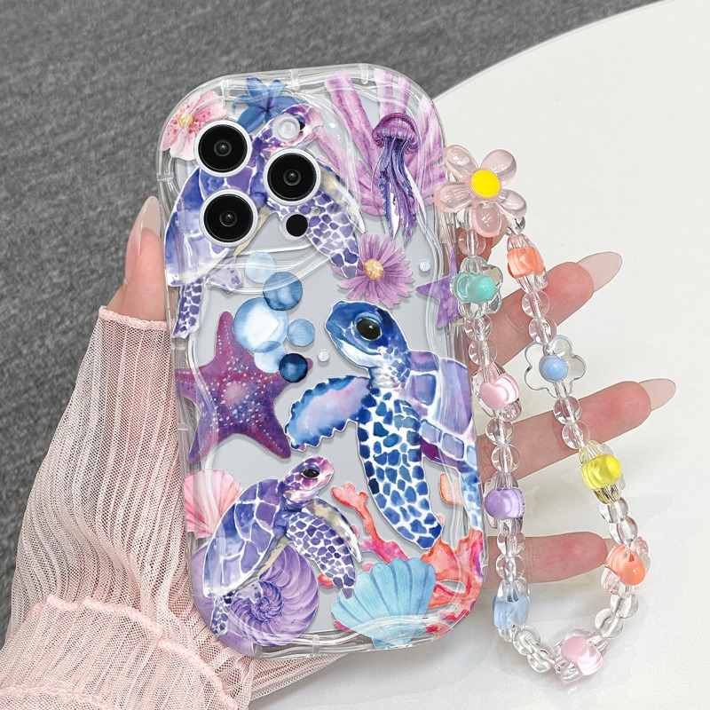 紫の亀の水中世界柄スマホケース iPhone 17 16 1 - Fishing Boat Cover のレビューと価格