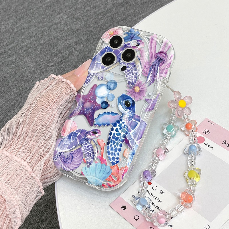 紫の亀の水中世界柄スマホケース iPhone 17 16 1 - Fishing Boat Cover のレビューと価格