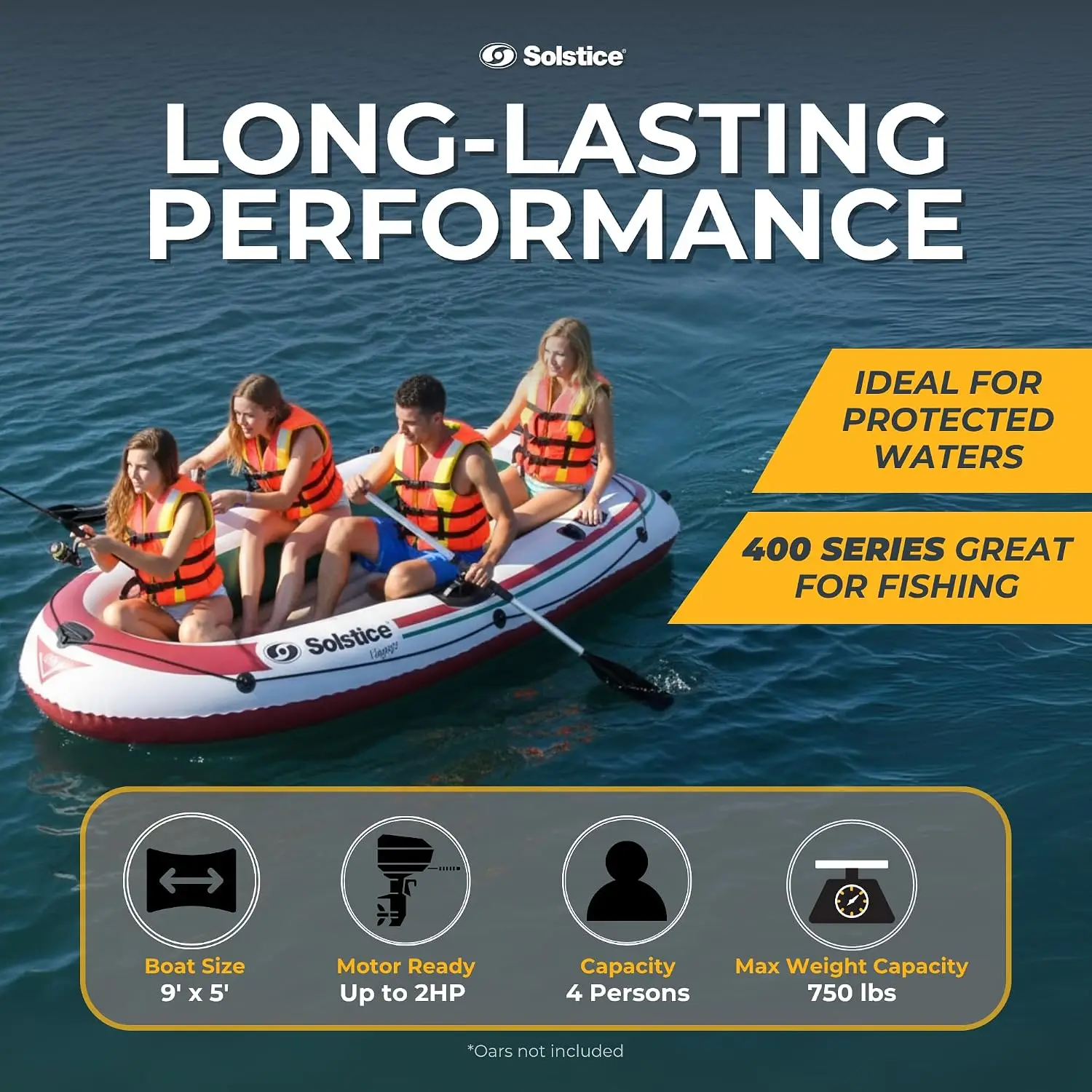 ベストセラーSolstice Voyager 4人用インフレ - Fishing Boat Oar のレビューと価格