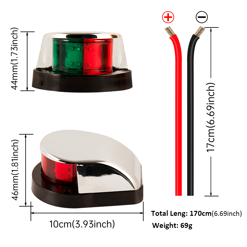 12V LED マリンナビゲーションライト 2 色赤緑白バウ - Fishing Boat Navigation Light のレビューと価格