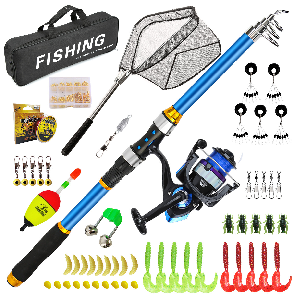 2.1-3.6M 伸縮式ガラス繊維釣竿セット リール & ア - Fishing Boat Oar のレビューと価格