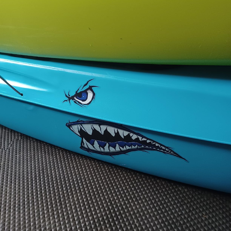 2 個サメの歯口ボートステッカー防水 DIY カヤック漁船カ - Fishing Boat Oar のレビューと価格