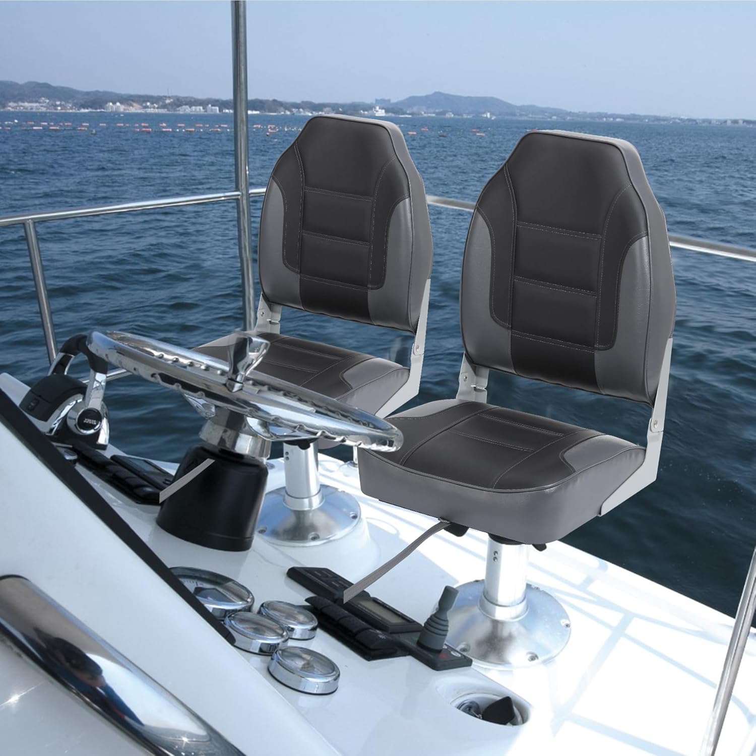 2パック折りたたみ式ボートシート、ハイバックフィッシングボー - Fishing Boat Seat のレビューと価格